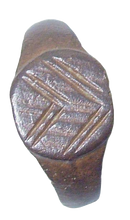 BYZANTINE WOMAN'S OR CHILD'S FUNERARY RING C.600-800 AD SIZE 4 1/4 - Picardi Jewelry