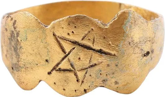 MEDIEVAL SORCERER’S PENTAGRAM RING, C.500-900 AD SIZE 10