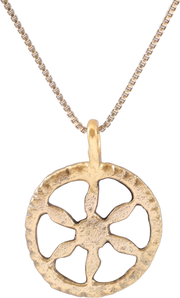 ROMAN WHEEL OF FORTUNE AMULET NECKLACE, 2ND-5TH CENTURY AD - Picardi Jewelers