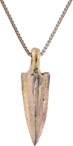 BRONZE ARROWHEAD PENDANT NECKLACE, HELLENISTIC GREEK, 300 - 100 BC - Picardi Jewelry
