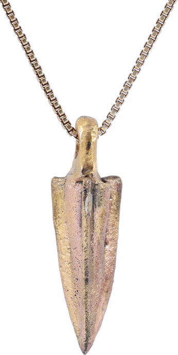 BRONZE ARROWHEAD PENDANT NECKLACE, HELLENISTIC GREEK, 300 - 100 BC - Picardi Jewelry