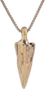 BRONZE ARROWHEAD PENDANT NECKLACE, HELLENISTIC GREEK, 300 - 100 BC - Picardi Jewelry