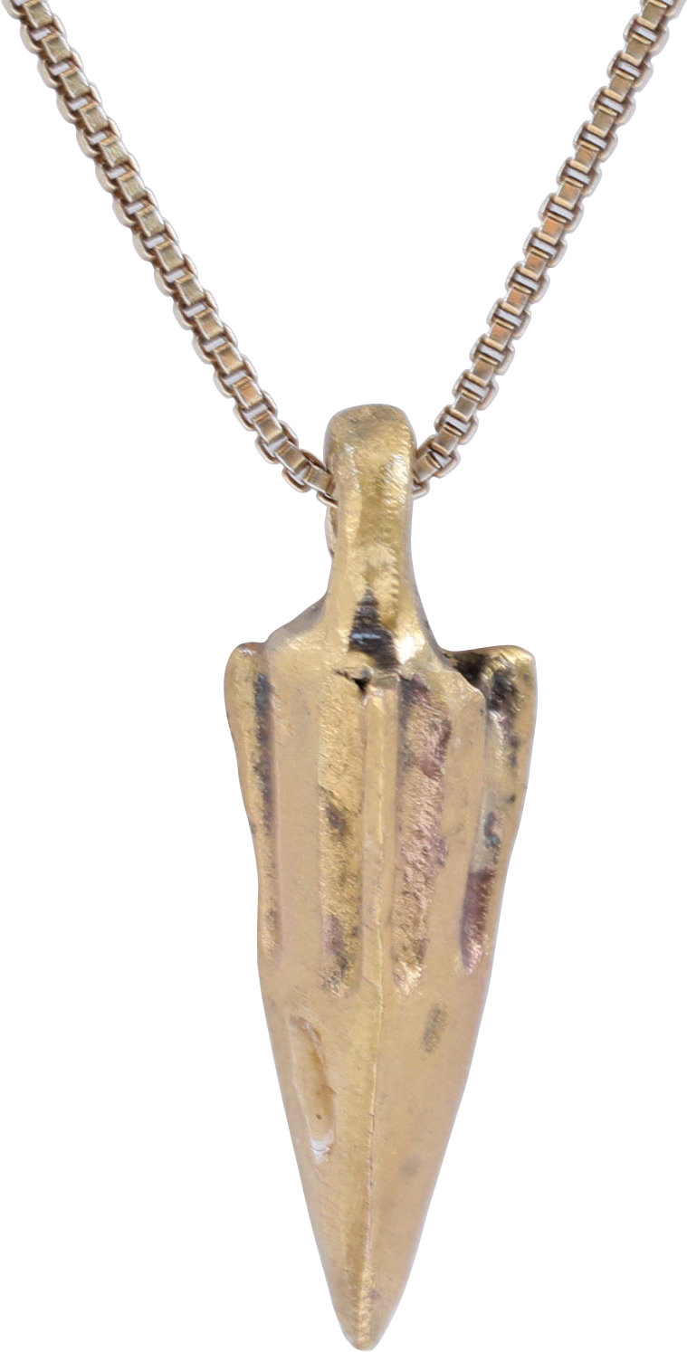 BRONZE ARROWHEAD PENDANT NECKLACE, HELLENISTIC GREEK, 300 - 100 BC - Picardi Jewelry