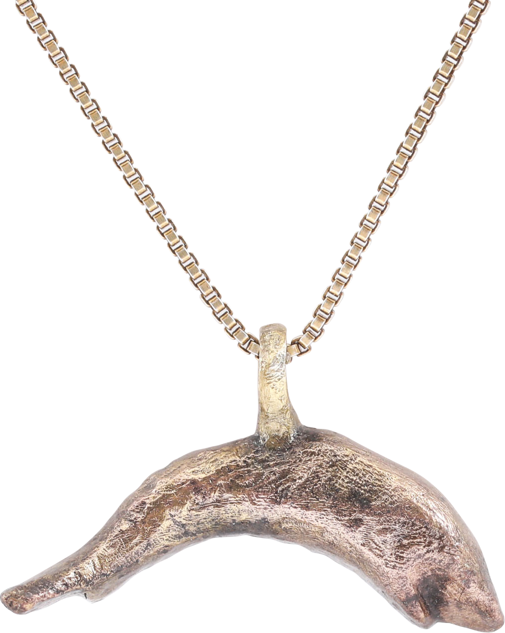 ROMAN GILT DOLPHIN PENDANT NECKLACE C.100-300 AD - Picardi Jewelry