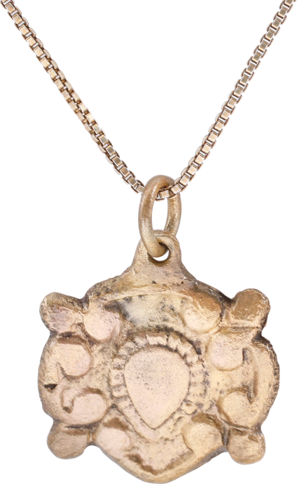 RARE ANCIENT VIKING HEART PENDANT NECKLACE, C.850-1050 AD - Picardi Jewelry
