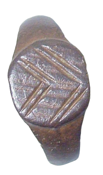 BYZANTINE WOMAN'S OR CHILD'S FUNERARY RING C.600-800 AD SIZE 4 1/4 - Picardi Jewelry