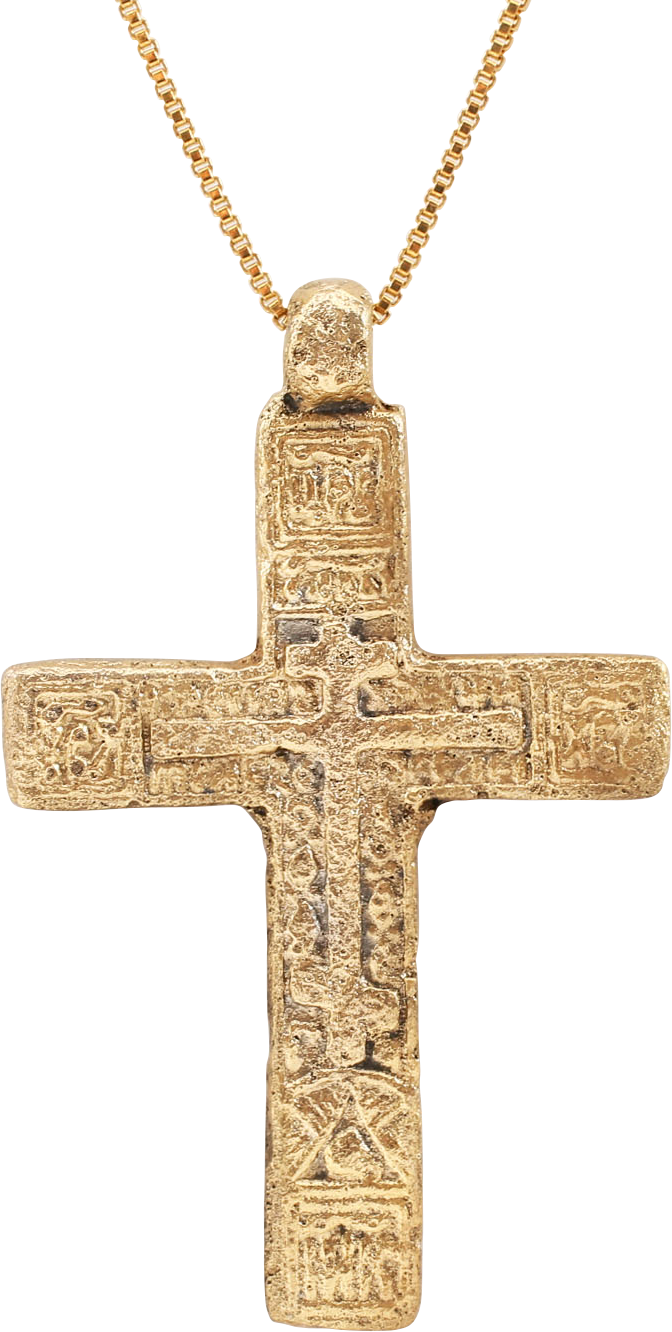 LARGE EASTERN EUROPEAN CROSS NECKLACE, 17TH-18TH C. - Picardi Jewelry