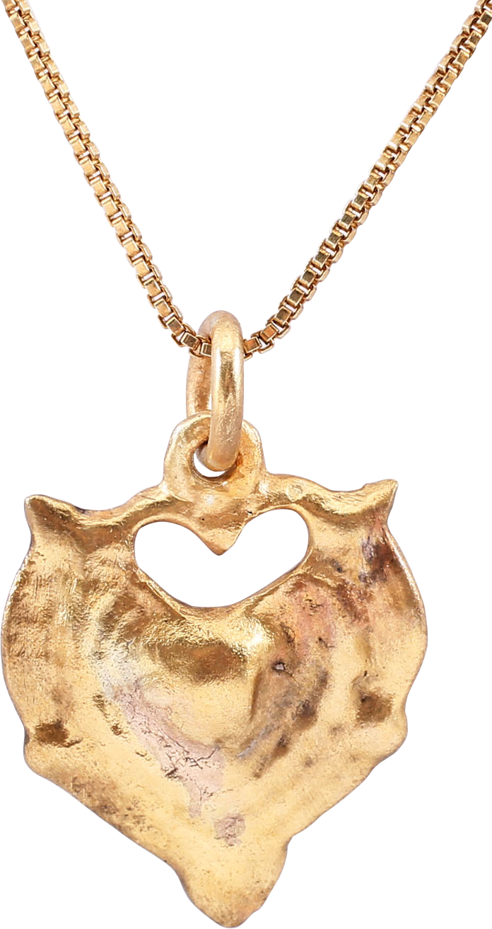 RARE ANCIENT VIKING HEART PENDANT NECKLACE, C.850-1050 AD - Picardi Jewelry